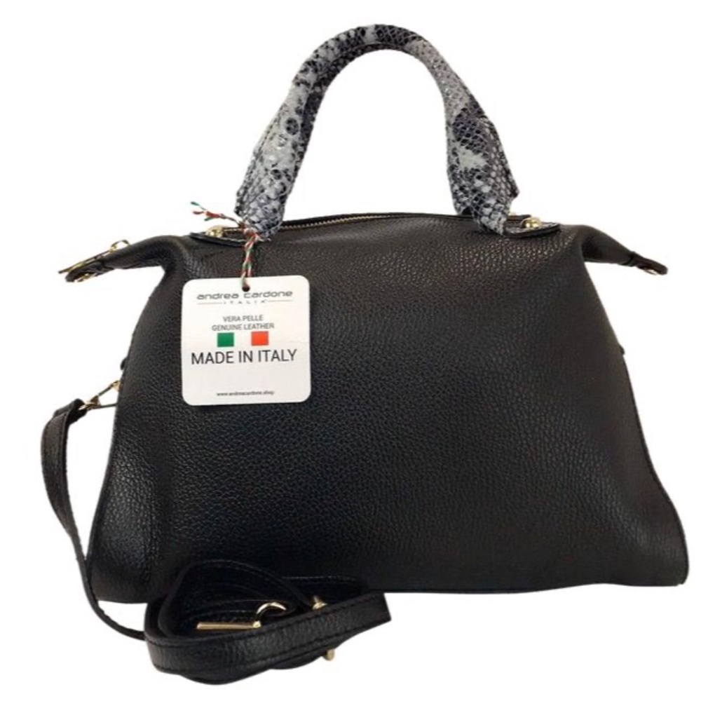 Top zip leather made in Italy shoulder tote bag